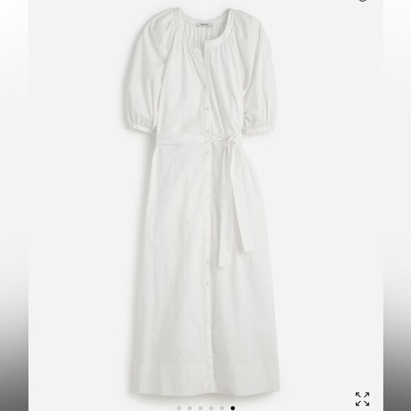Madewell Tie-Waist Button-Front Midi Dress in Poplin - Picture 6 of 8
